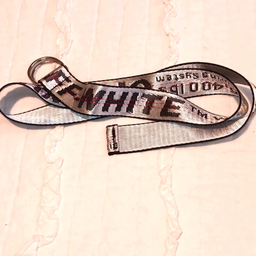 Off-White Black and White Belt with Red Accents